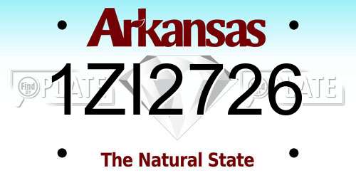 1ZI2726 Arkansas License Plate