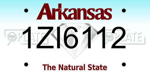 1ZI6112 Arkansas License Plate