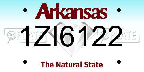 1ZI6122 Arkansas License Plate
