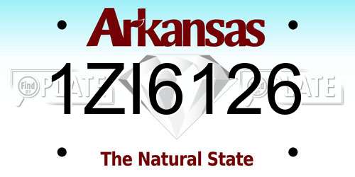 1ZI6126 Arkansas License Plate
