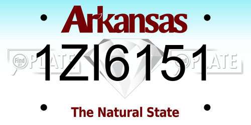 1ZI6151 Arkansas License Plate
