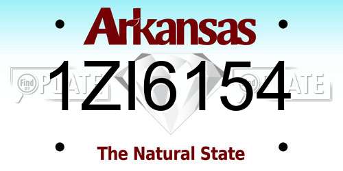 1ZI6154 Arkansas License Plate