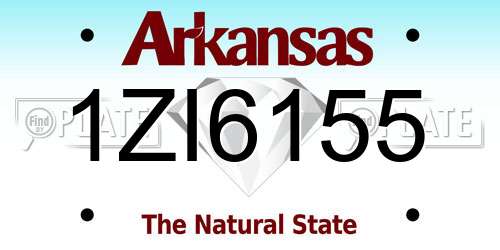 1ZI6155 Arkansas License Plate