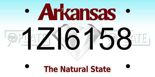1ZI6158 Arkansas License Plate