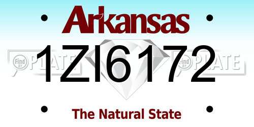 1ZI6172 Arkansas License Plate