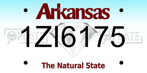 1ZI6175 Arkansas License Plate