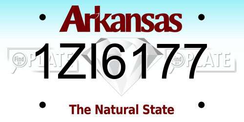 1ZI6177 Arkansas License Plate