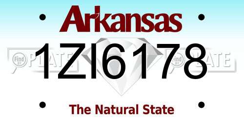 1ZI6178 Arkansas License Plate