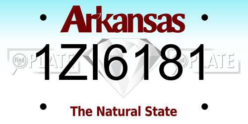 1ZI6181 Arkansas License Plate