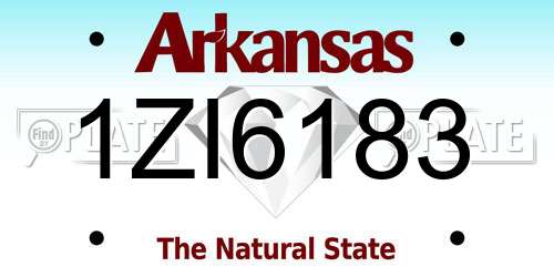 1ZI6183 Arkansas License Plate