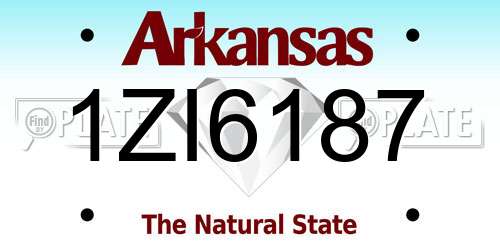 1ZI6187 Arkansas License Plate