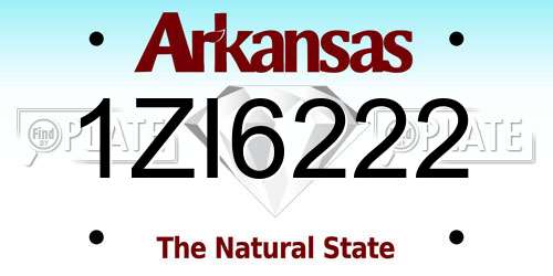 1ZI6222 Arkansas License Plate