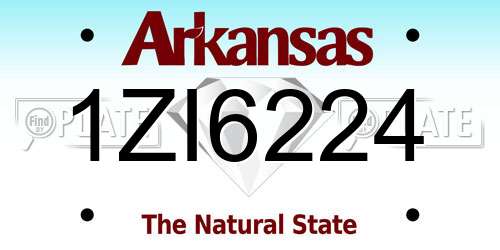 1ZI6224 Arkansas License Plate