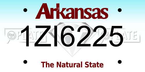 1ZI6225 Arkansas License Plate