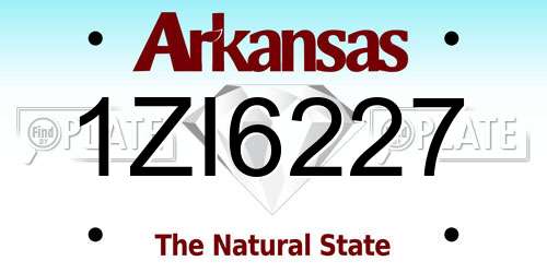 1ZI6227 Arkansas License Plate