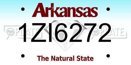 1ZI6272 Arkansas License Plate