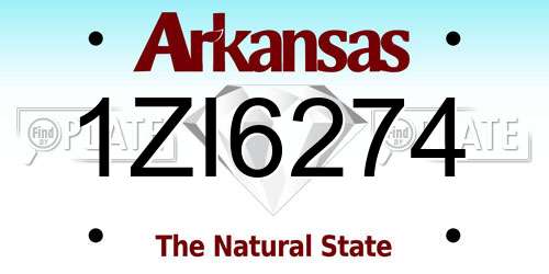 1ZI6274 Arkansas License Plate