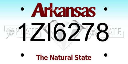 1ZI6278 Arkansas License Plate