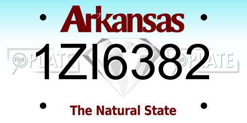 1ZI6382 Arkansas License Plate