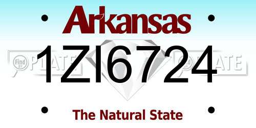 1ZI6724 Arkansas License Plate