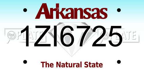 1ZI6725 Arkansas License Plate