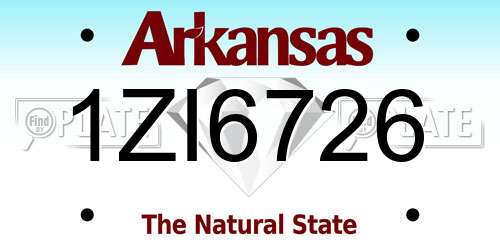 1ZI6726 Arkansas License Plate