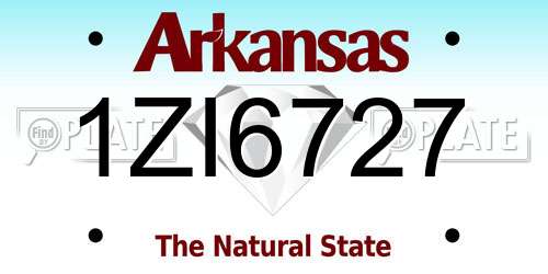 1ZI6727 Arkansas License Plate