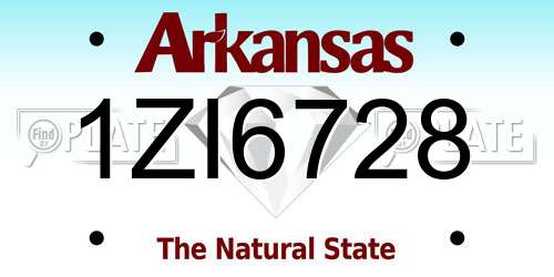 1ZI6728 Arkansas License Plate