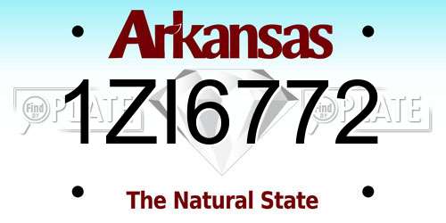 1ZI6772 Arkansas License Plate