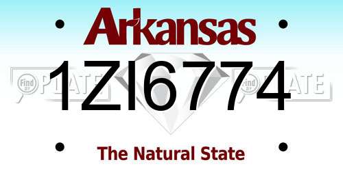 1ZI6774 Arkansas License Plate