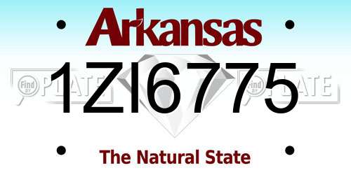 1ZI6775 Arkansas License Plate