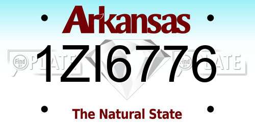 1ZI6776 Arkansas License Plate