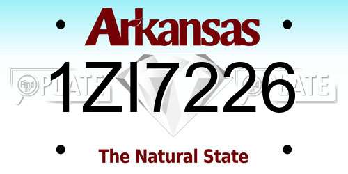 1ZI7226 Arkansas License Plate