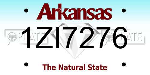 1ZI7276 Arkansas License Plate