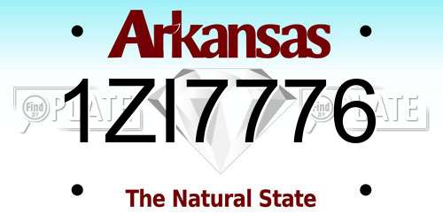 1ZI7776 Arkansas License Plate