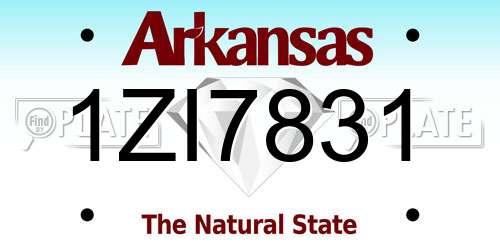1ZI7831 Arkansas License Plate