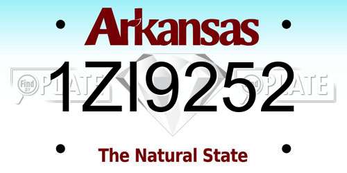 1ZI9252 Arkansas License Plate