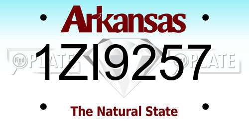 1ZI9257 Arkansas License Plate