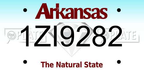 1ZI9282 Arkansas License Plate