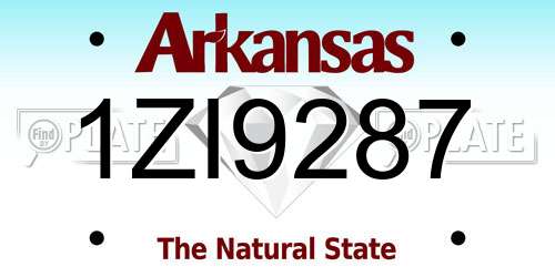 1ZI9287 Arkansas License Plate