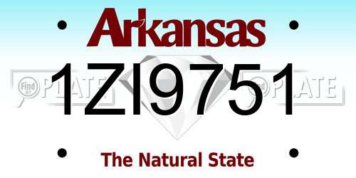 1ZI9751 Arkansas License Plate