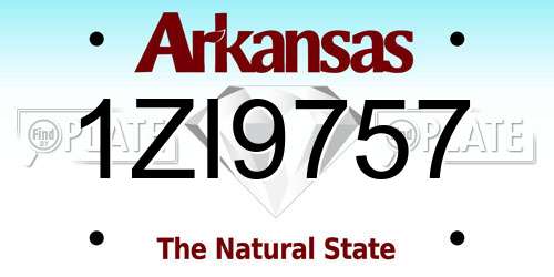 1ZI9757 Arkansas License Plate