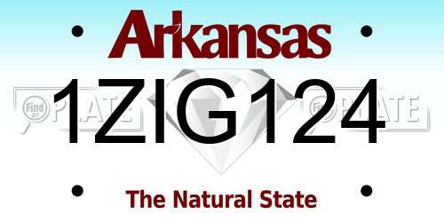 1ZIG124 Arkansas License Plate