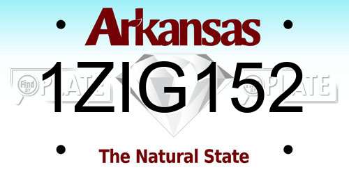 1ZIG152 Arkansas License Plate