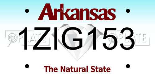 1ZIG153 Arkansas License Plate