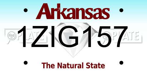 1ZIG157 Arkansas License Plate