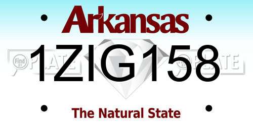 1ZIG158 Arkansas License Plate