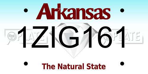 1ZIG161 Arkansas License Plate