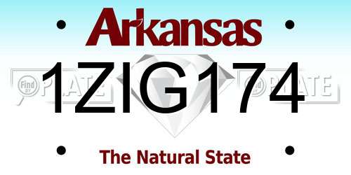 1ZIG174 Arkansas License Plate