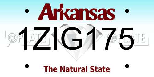1ZIG175 Arkansas License Plate